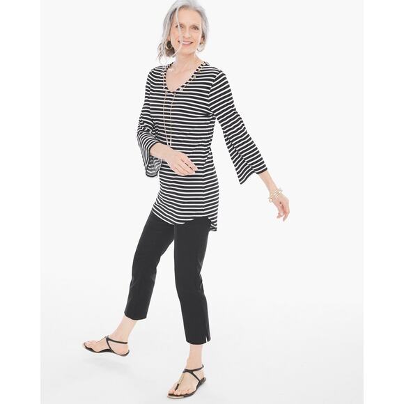Chico's Striped Necklace Top size 1 - Picture 2 of 4